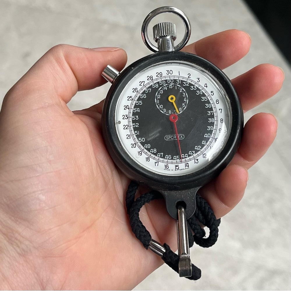 Vintage 1978 HEUER Sportex 7 Jewels Stopwatch - Made in Switzerland.